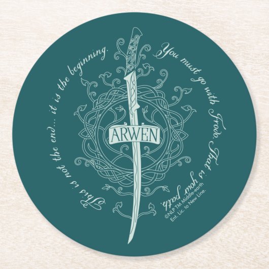 ARWEN™ エルフの剣の引用 ラウンドペーパーコースター (正面)