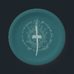 ARWEN™ Elven Sword Quote ペーパープレート<br><div class="desc">Honor the strength and grace of Arwen™ with this striking Lord of the Rings™ design inspired by the Elves. Centered around an elegant Elven sword framed by intricate, flowing vinework, the artwork beautifully reflects her courage, devotion, and timeless spirit. The circular quote, “This is not the end… it is the...</div>