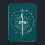 ARWEN™ Elven Sword Quote マグネット<br><div class="desc">Honor the strength and grace of Arwen™ with this striking Lord of the Rings™ design inspired by the Elves. Centered around an elegant Elven sword framed by intricate, flowing vinework, the artwork beautifully reflects her courage, devotion, and timeless spirit. The circular quote, “This is not the end… it is the...</div>