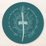 ARWEN™ Elven Sword Quote ラウンドペーパーコースター<br><div class="desc">Honor the strength and grace of Arwen™ with this striking Lord of the Rings™ design inspired by the Elves. Centered around an elegant Elven sword framed by intricate, flowing vinework, the artwork beautifully reflects her courage, devotion, and timeless spirit. The circular quote, “This is not the end… it is the...</div>