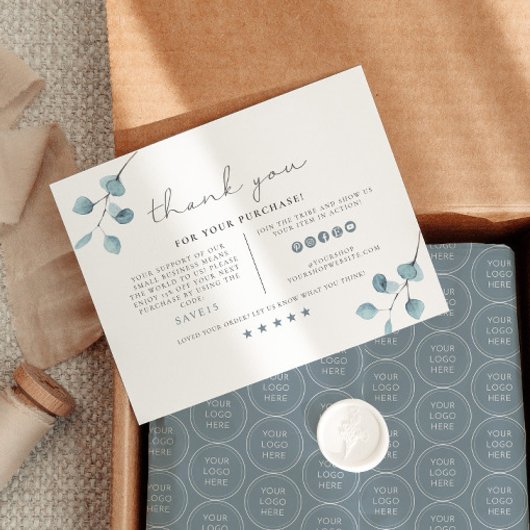 ARYAセージグリーンユーカリプトゥスサンキューカード 招待状