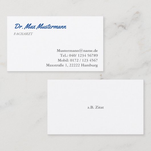 Arzt Visitenkarte 名刺 (正面/裏面)