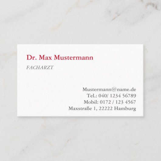 Arzt Visitenkarte 名刺 (正面)