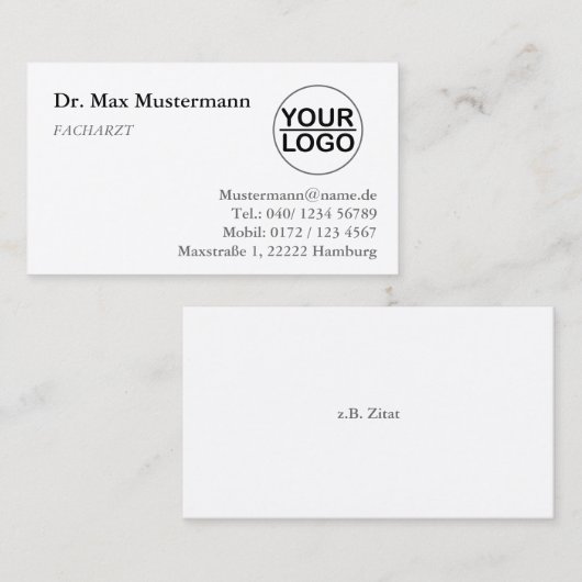 Arzt Visitenkarte mit LOGO 名刺 (正面/裏面)