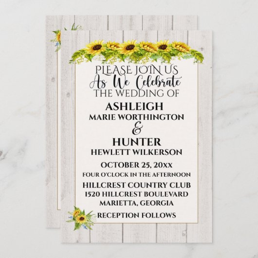 A'sのための素敵な結婚一日 – 招待状 (正面/裏面)