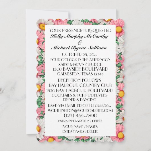 A'sのための素敵な結婚一日 – See Back 招待状 (裏面)