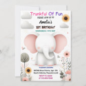 Asウッドホワイトエレファント誕生日第1誕生日 招待状 (正面)