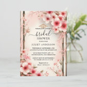 asバンブーピンク桜さくらんぼブロッサムブライダルシャワー 招待状 (スタンド正面)