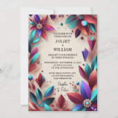 Asリッチソフトティール（緑がかった色）秋ジェムはっきりしたジュエルトー結婚ン 招待状 (正面)