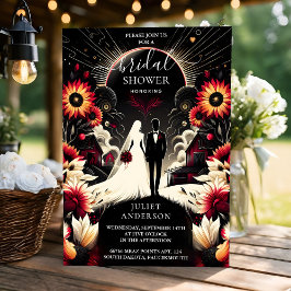 Asルビークラレットホワイトハートレッドブラックブライダルシャワー 招待状