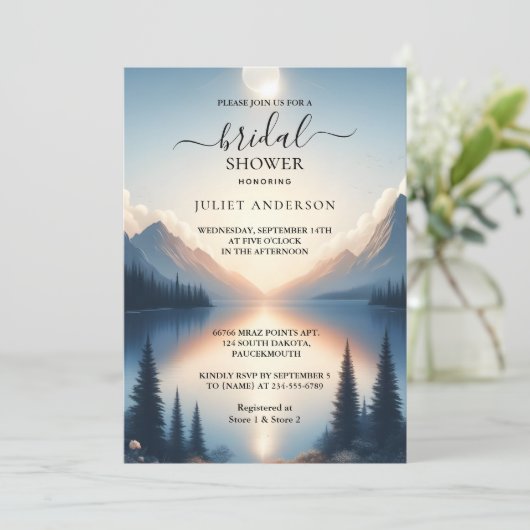 asレイクサイドマウンテンおもしろい自然レイクブライダルシャワー 招待状 (スタンド正面)
