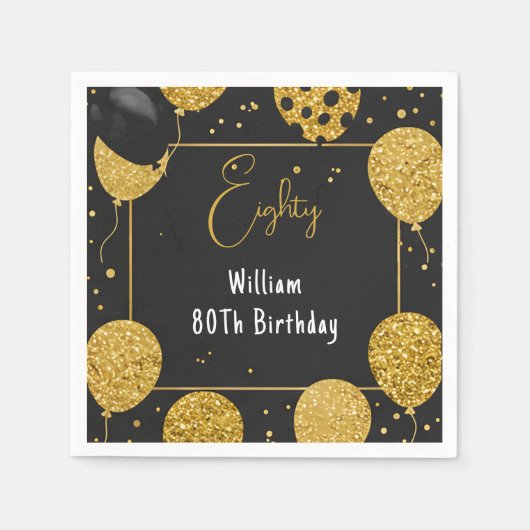 asレトロおもしろいアダルトユーモアハッピーシック80誕生日 スタンダードカクテルナプキン (正面)