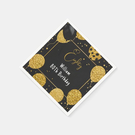 asレトロおもしろいアダルトユーモアハッピーシック80誕生日 スタンダードカクテルナプキン (角)