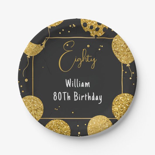 asレトロおもしろいアダルトユーモアハッピーシック80誕生日 ペーパープレート (正面)