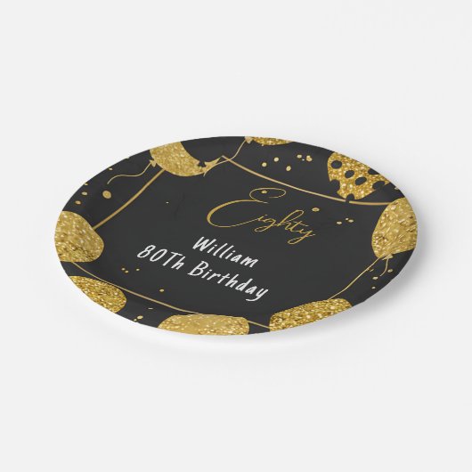 asレトロおもしろいアダルトユーモアハッピーシック80誕生日 ペーパープレート (アングル)