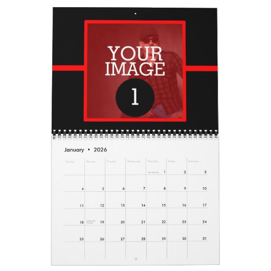 as簡単として1から12あなたの赤い線の写真 カレンダー (1月 2026)