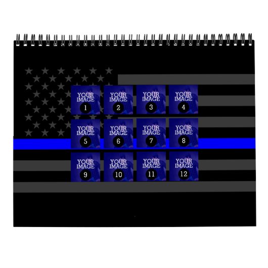 as簡単として1 to 12あなたの独自のブルーライン写真 カレンダー (裏面)