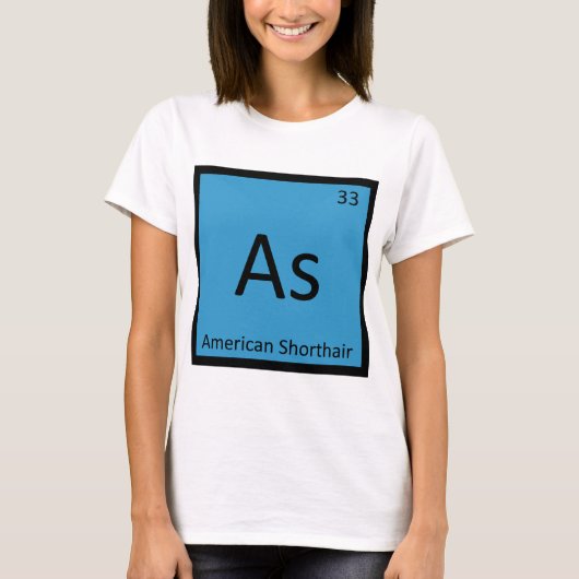 As - アメリカンショートヘア 猫 化学 元素 tシャツ (正面)