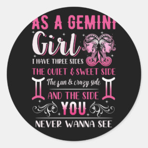 As a Gemini Girl誕生日星占い〔占星術の〕十二宮図標識 ラウンドシール