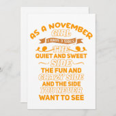 As A November Girl I Have 3 Sides  招待状 (正面/裏面)