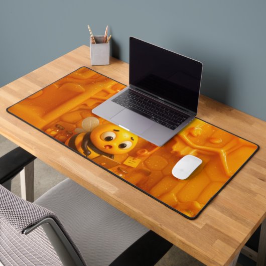 As busy as a bee – oversized cute bee desk setup デスクマット (オフィス2)