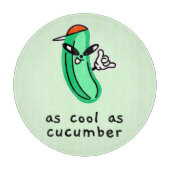 As Cool As Cucumber – Round Glass Cutting Board  カッティングボード (正面)
