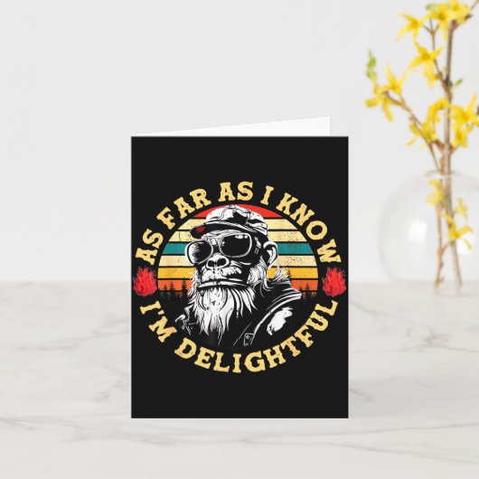 As Far As I Know I'm Delightful Funny Monkey Sayin カード (黄色い花)