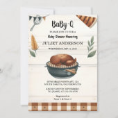 As Plaid Babyqおもしろいフードステーキビーフバーベビーシャワー 招待状 (正面)