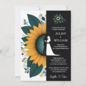 As Plants 素朴 Garden Greenery Sunflower結婚's 招待状 (正面)