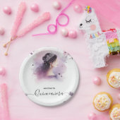 As Royal Gold Tiara Lilac Light Purple Quinceanera ペーパープレート (パーティー)