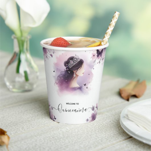 As Royal Gold Tiara Lilac Light Purple Quinceanera 紙コップ (インサイチュ)