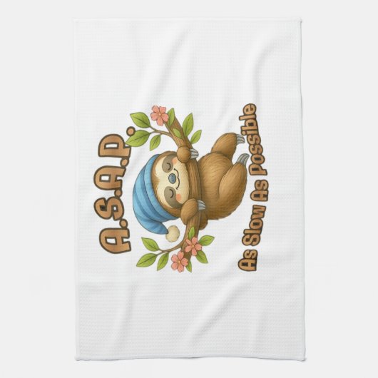 As Slow As Possible - Cute Sloth ASAP Classic T-Sh キッチンタオル (縦)