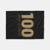 As Tees Cheetah Leopard 100学校の日 フリースブランケット (正面(横))