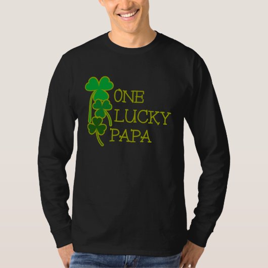 AS tees Fun One Lucky Papa Shamrock St Patty Patri Tシャツ (正面)