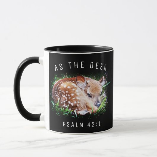 As The Deer Psalm 42:1ベビーFawn Bible Verse マグカップ (左)