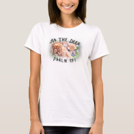As The Deer Psalm Bible VerseベビーFawn Deer Tシャツ