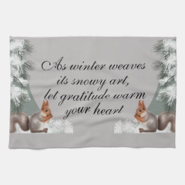 As winter weaves its snowy art, let gratitude warm キッチンタオル