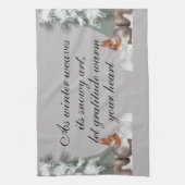 As winter weaves its snowy art, let gratitude warm キッチンタオル (縦)