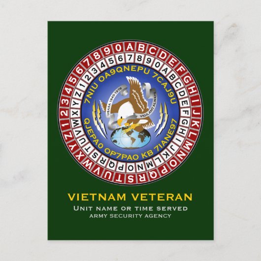 ASA暗号ホイール1 ポストカード (正面)