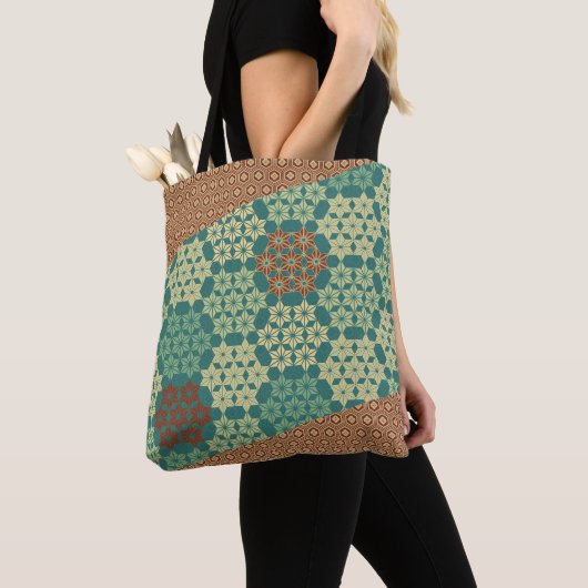 Asanoha and Kikkou Pattern トートバッグ (クローズアップ)