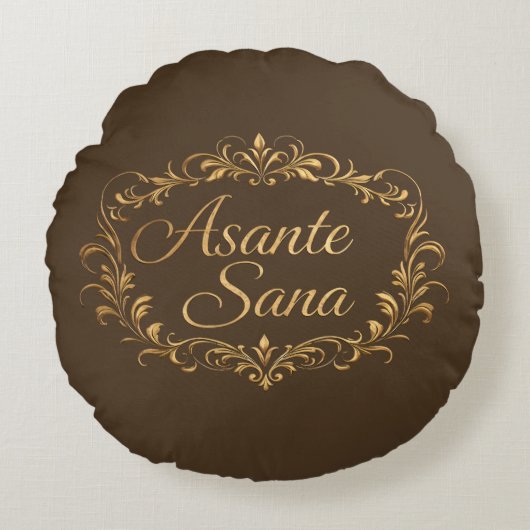 Asante Sana Espresso & Tan  – Gilded F Reversible  ラウンドクッション (正面)