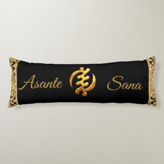Asante Sana: Gye Nyame Gold Black Adinkra Heritage ボディピロー