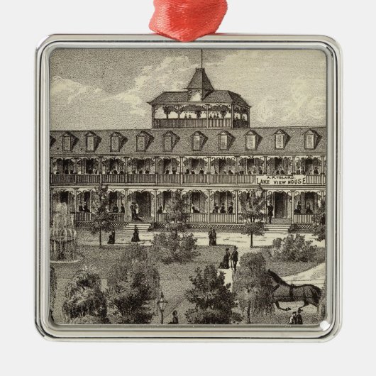 Asbury公園、NJの湖の眺めの家 メタルオーナメント (正面)