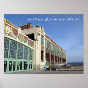 Asbury公園NJの遊歩道-会議場 ポスター