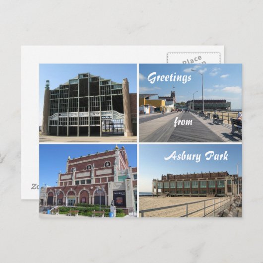 Asbury Park NJランドマークとグリーンウォーク… ポストカード (正面/裏面)