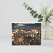 Asbury Park NJ Boardwalk at Night 1940s ポストカード (スタンド正面)