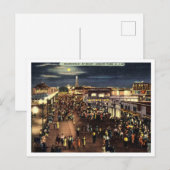 Asbury Park NJ Boardwalk at Night 1940s ポストカード (正面/裏面)