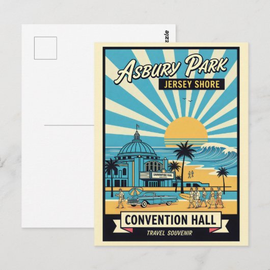Asbury Park NJ Jersey Shore Retro ポストカード (正面/裏面)