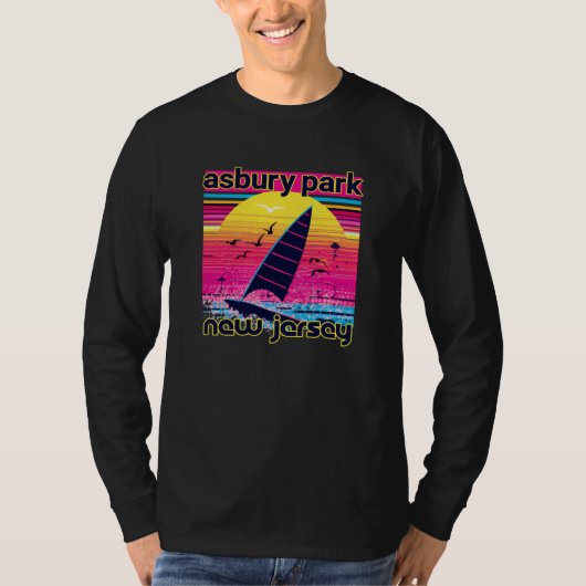 Asbury Park Retro 80s Style Souvenir Beach Tシャツ (正面)