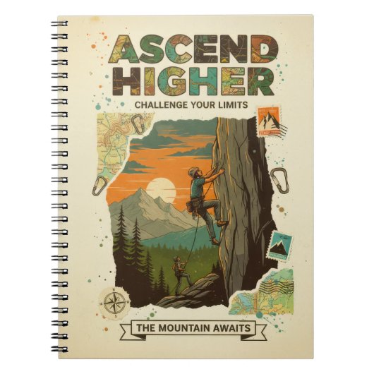 Ascend Higher Mountain Climbing Adventure Art ノートブック (正面)